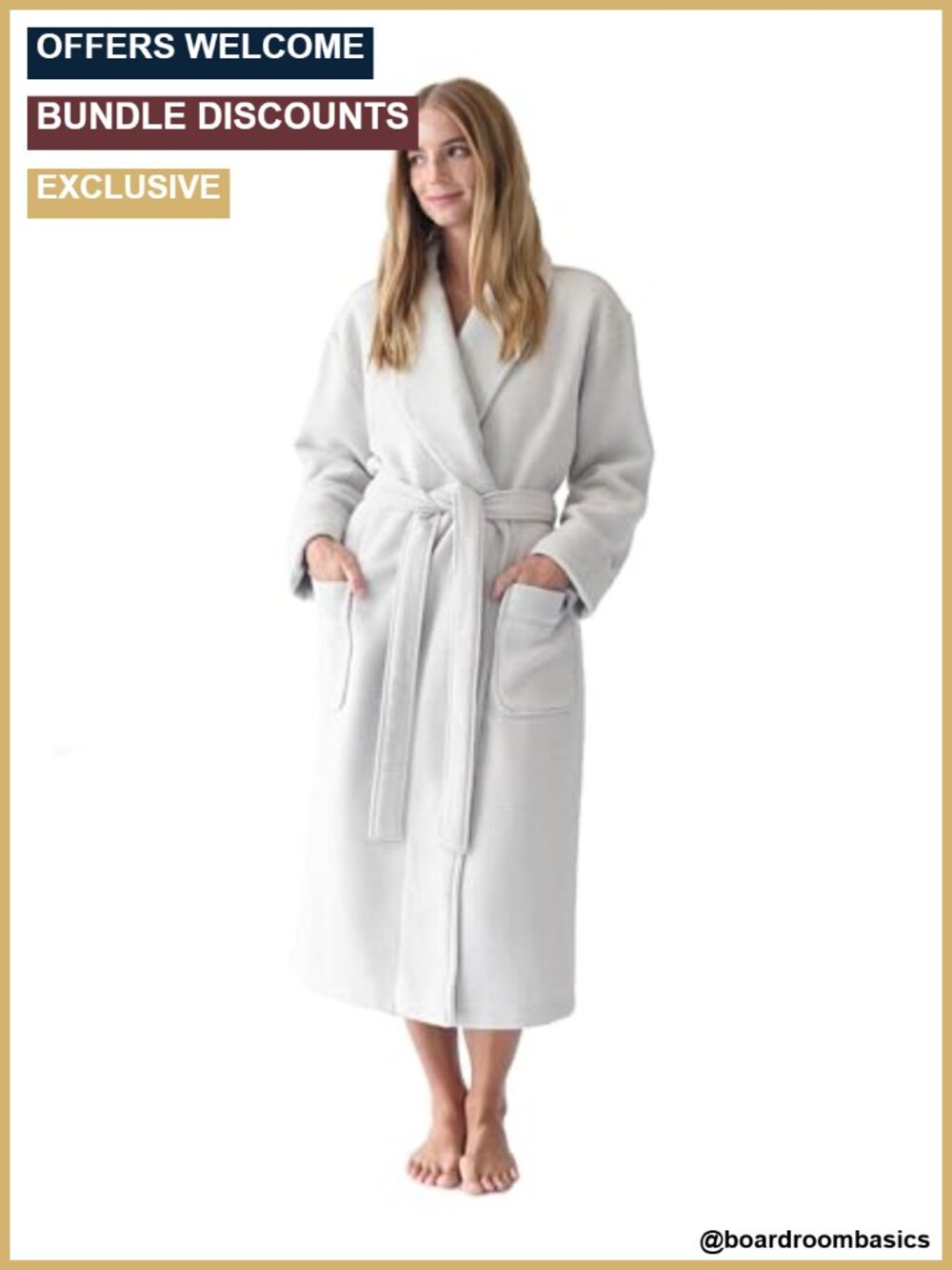 Waffle Knit Bath Robe Lightweight Spa Robe with Pockets - Picture 1 of 6